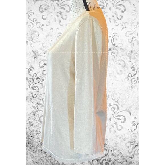 Lauren Ralph Lauren Silk Blend Knit Top Cream L Boat Neck 3/4 Sleeve - Picture 5 of 6